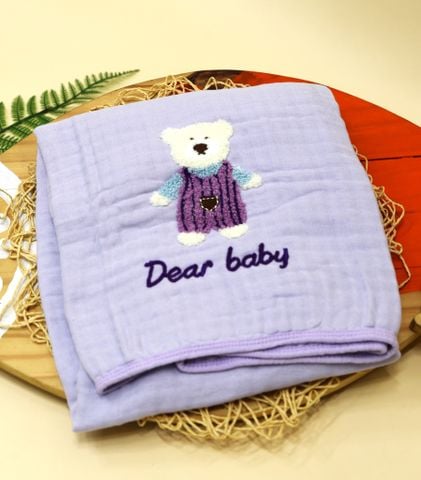  Khăn tắm Muslin Bamboo thêu (105x110cm) 1799 - HELLO BnB 