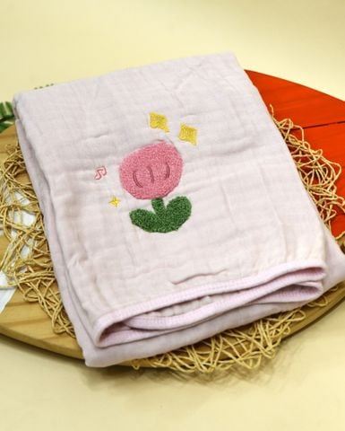  Khăn tắm Muslin Bamboo thêu (105x110cm) 1799 - HELLO BnB 
