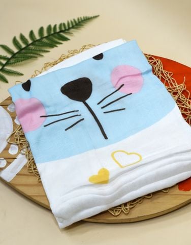  Khăn tắm Muslin Bamboo in hình(110x110cm) SS1800 - HELLO BnB 