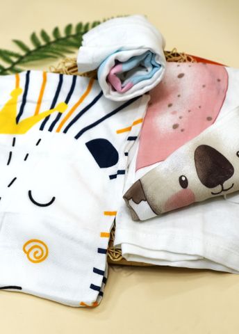  Khăn tắm Muslin Bamboo in hình(110x110cm) SS1800 - HELLO BnB 