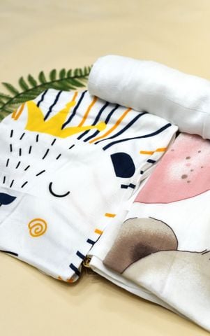  Khăn tắm Muslin Bamboo in hình(110x110cm) SS1800 - HELLO BnB 