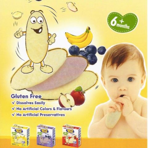  Bánh gạo ăn dặm Happy Bites Chuối / Táo / Dâu / Việt Quất / Rau Củ 50g 