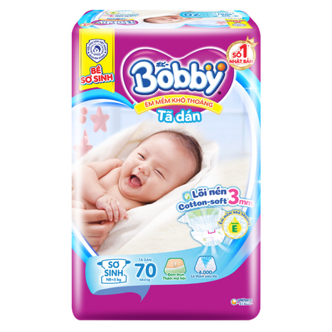  Tã dán Bobby XS 70 miếng (dưới 5kg) 