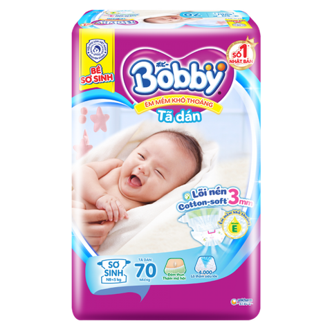  Tã dán Bobby siêu thấm size S 80 miếng (4 - 8kg) 