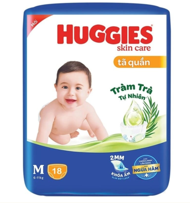  Tã quần Huggies Skincare size M 18 miếng (6-11kg) 