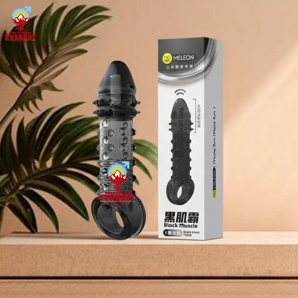  Bao cao su đôn dên 6cm đầu trơn rung thân gai có quai đeo Meleon 