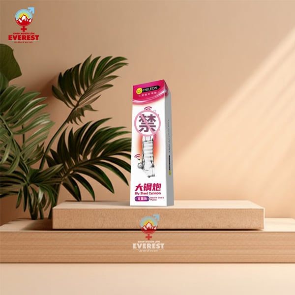  Bao cao su đôn dên 7.5cm đầu trơn rung 2 đầu có quai đeo Meleon 