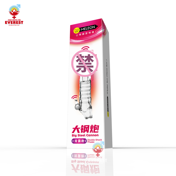  Bao cao su đôn dên 7.5cm đầu trơn rung 2 đầu có quai đeo Meleon 