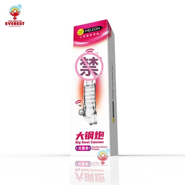  Bao cao su đôn dên 7.5cm đầu trơn rung 2 đầu có quai đeo Meleon 