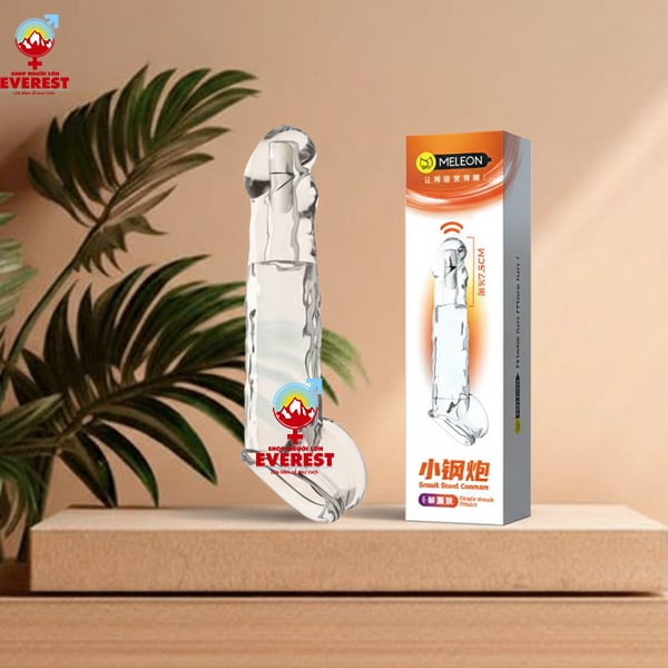  Bao cao su đôn dên 7.5cm đầu trơn rung có quai đeo Meleon 