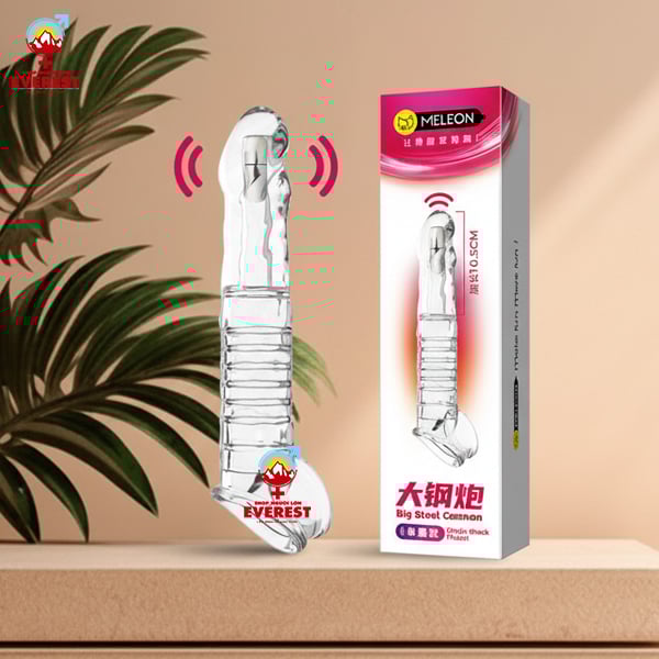  Bao cao su đôn dên đầu trơn rung có quai đeo Meleon 