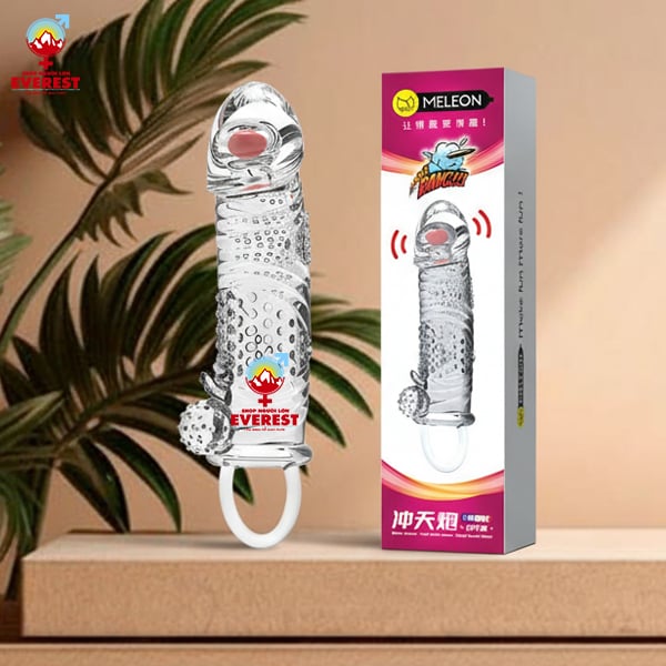  Bao cao su đôn dên đầu trơn rung đuôi không bi có quai đeo Meleon 