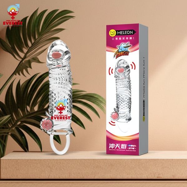  Bao cao su đôn dên đầu trơn rung đuôi rung có quai đeo Meleon 