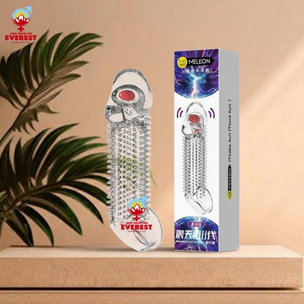  Bao cao su đôn đên đầu trơn rung thân gai có quai đeo Meleon 