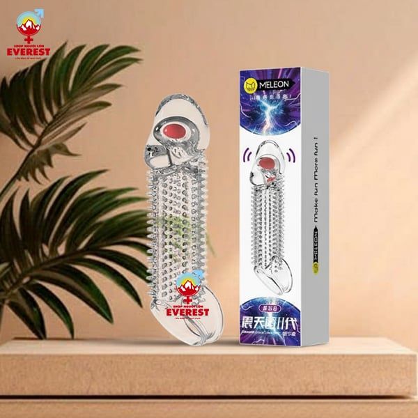  Bao cao su đôn đên đầu trơn rung thân gai có quai đeo Meleon 
