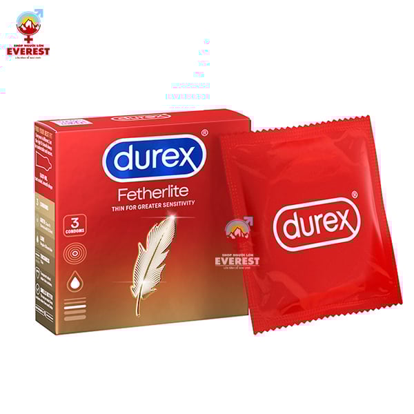  Bao cao su Durex Fetherlite siêu mỏng 52mm hộp 3 cái 