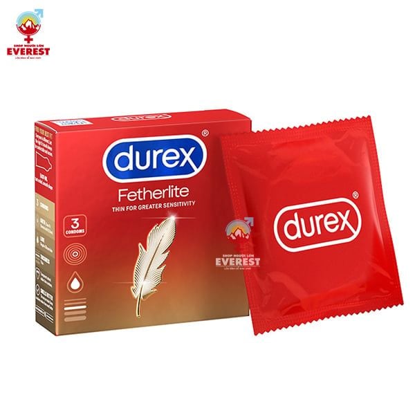  Bao cao su Durex Fetherlite siêu mỏng 52mm hộp 3 cái 