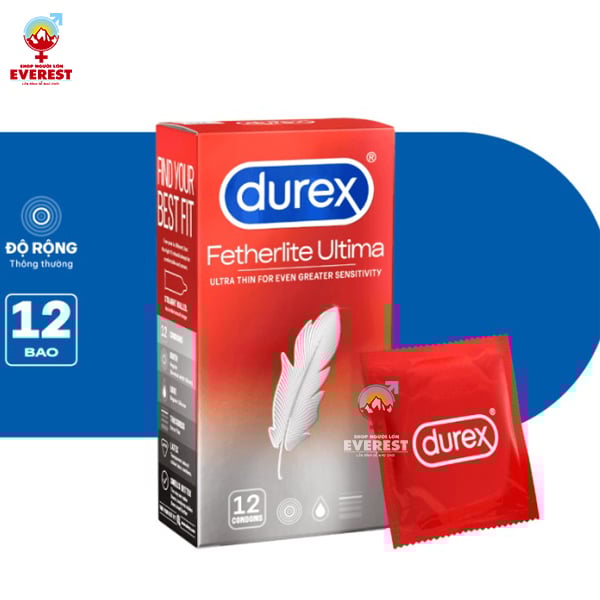  Bao cao su Durex Fetherlite Ultima siêu mỏng 52mm hộp 12 cái 