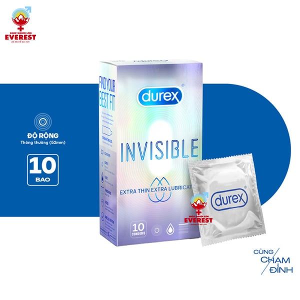  Bao cao su Durex Invisible Extra Thin siêu mỏng hộp 10 Cái 