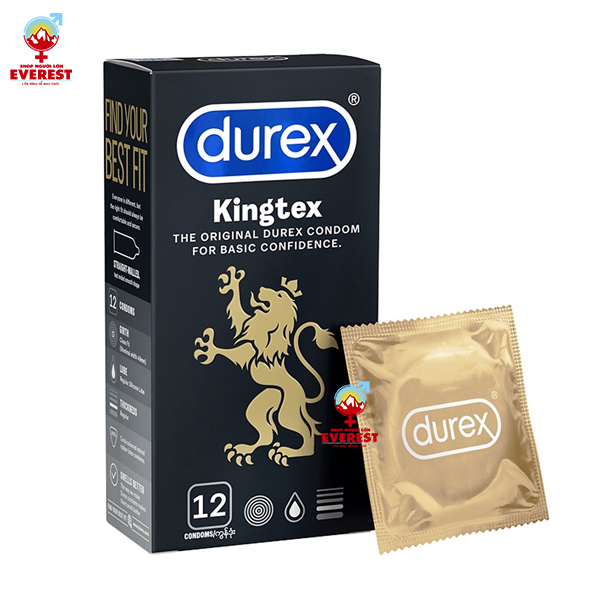  Bao cao su Durex Kingtex ôm sát bôi trơn hộp 12 cái 