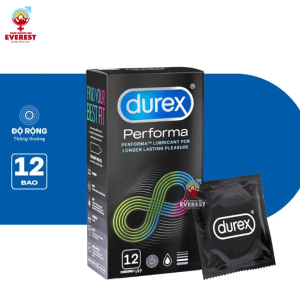  Bao cao su Durex Performa làm mát kéo dài thời gian hộp 12 cái 