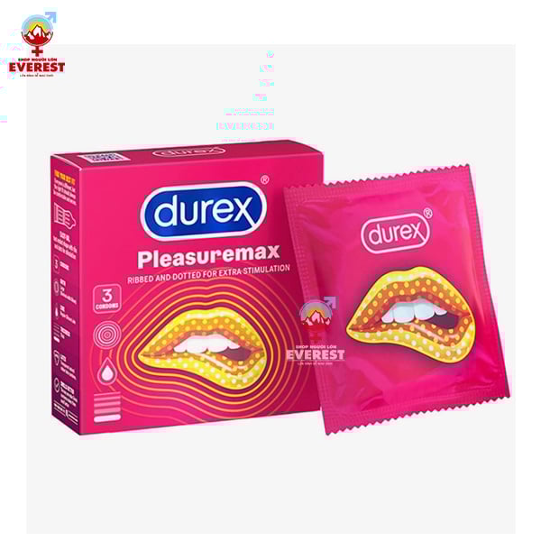  Bao cao su Durex Pleasure Max có gân và chấm nổi hộp 3 cái 