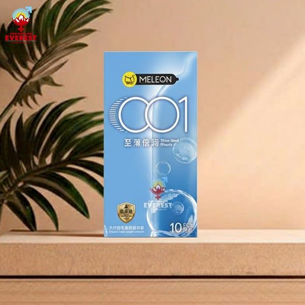  Bao cao su Meleon 001 Thin and Moist mỏng và dưỡng ẩm Hộp 10 cái 