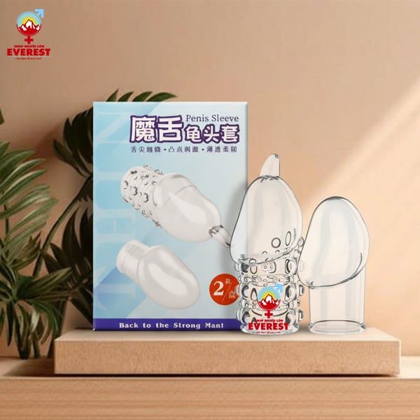  Bộ đôi bao cao su silicon đeo đầu khấc loại đầu kín có gai 