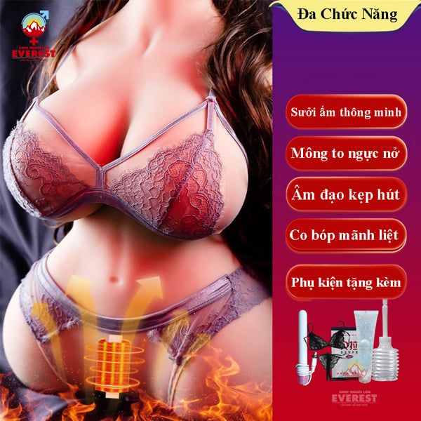  Búp bê bán thân âm đạo kẹp hút co bóp kèm sưởi ấm thông minh 