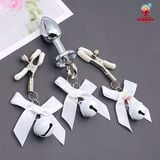  Combo bộ 3 món phích cắm hậu môn kèm kẹp ti có chuông nà nơ 