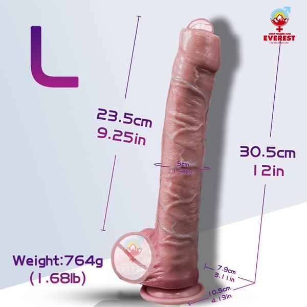  Dương vật giả gắn tường da đen dài to khủng có bao quy đầu size L 
