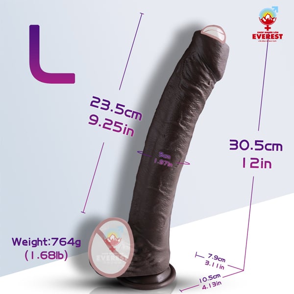  Dương vật giả gắn tường da đen dài to khủng có bao quy đầu size L 