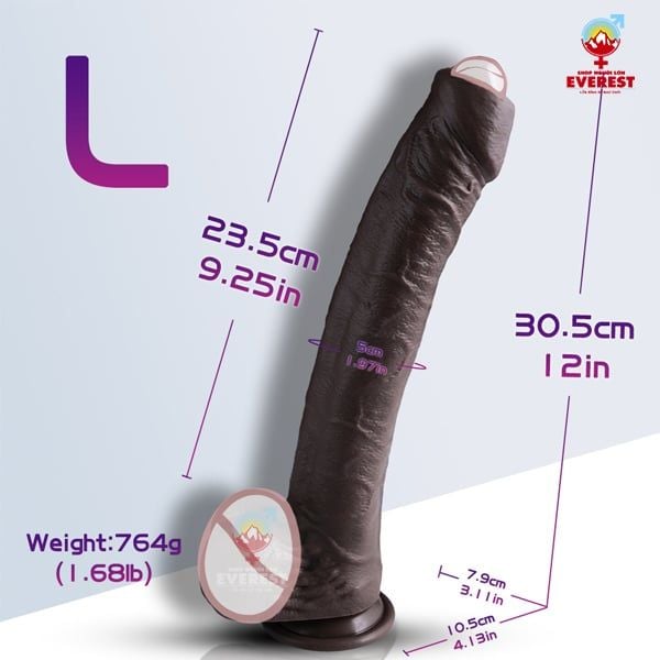  Dương vật giả gắn tường da đen dài to khủng có bao quy đầu size L 
