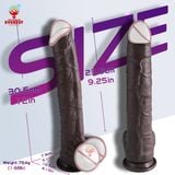  Dương vật giả gắn tường da đen dài to khủng có bao quy đầu size S 