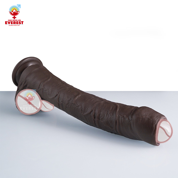  Dương vật giả gắn tường da đen dài to khủng có bao quy đầu size S 