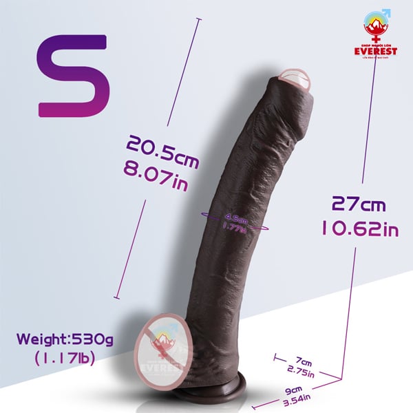 Dương vật giả gắn tường da đen dài to khủng có bao quy đầu size S 