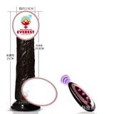 Dương vật giả gắn tường da đen rung thụt nhiệt điều khiển remote 