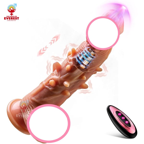  Dương vật giả Rung Thụt Nhiệt gai bi hít tường điều khiển Remote 