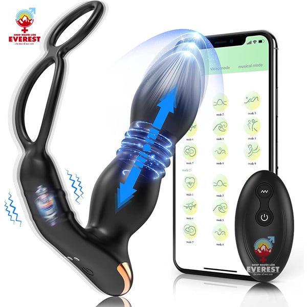  Máy rung thụt kích thích hậu môn điều khiển Remote và app 