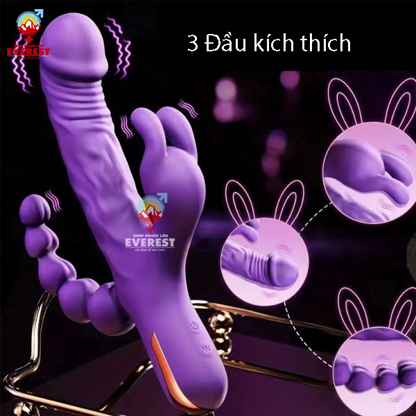  Dương vật giả cầm tay có 2 nhánh phụ kích thích điểm G rung 10 tần số 
