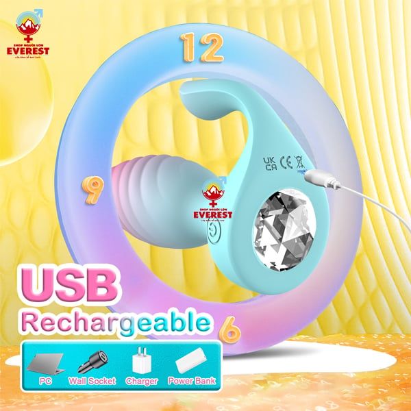  Phích cắm hậu môn 2 đầu đính đá điều khiển từ xa bằng remote 