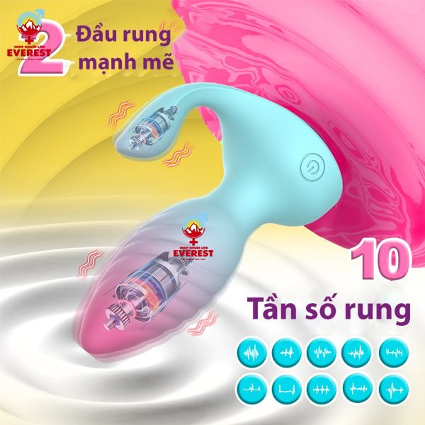  Phích cắm hậu môn 2 đầu đính đá điều khiển từ xa bằng remote 
