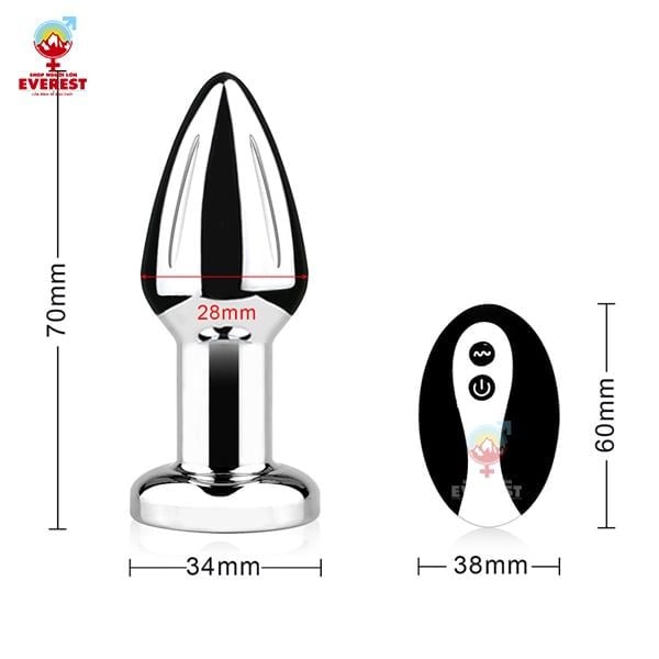  Phích cắm hậu môn inox đuôi tròn điều khiển từ xa bằng Remote 