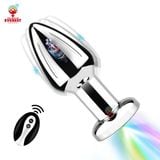 Phích cắm hậu môn inox đuôi tròn điều khiển từ xa bằng Remote 