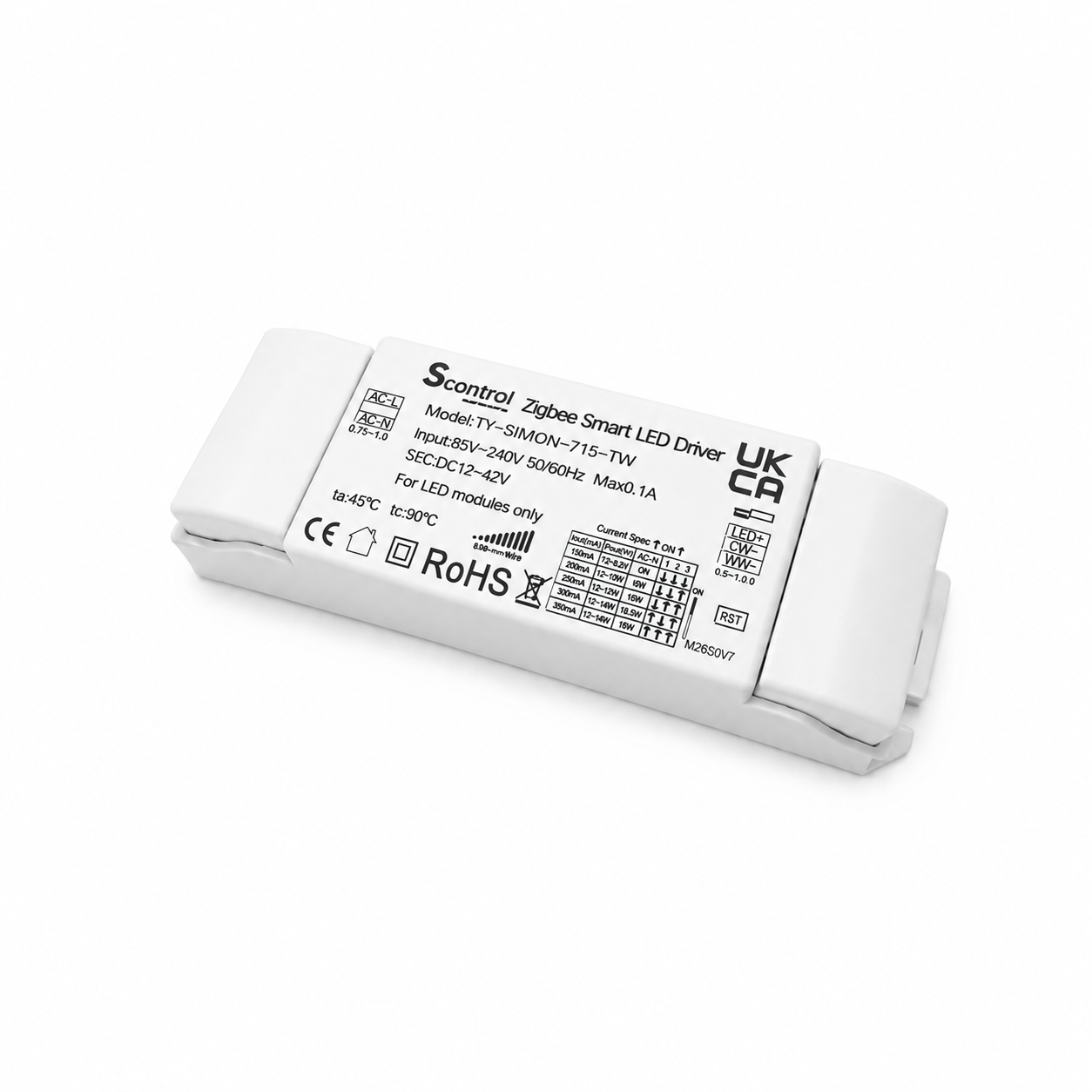 Bộ nguồn điều khiển đèn Tunable White LED Zigbee Smart Driver TY-SIMON-715-TW