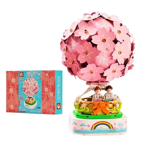  Mô Hình Nhựa 3D Lắp Ráp SEMBO BLOCK Hộp Nhạc Khinh Khí Cầu Hoa Anh Đào 601150 (718 mảnh, Sakura Hot Air Balloon) - LG0186 