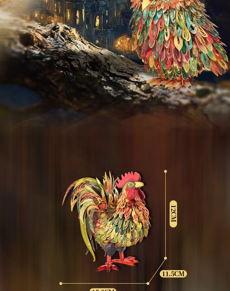  Mô Hình Kim Loại 3D Lắp Ráp Piececool Con Gà Trống (124 mảnh, Morning Rooster) P451-GR – MP1341 