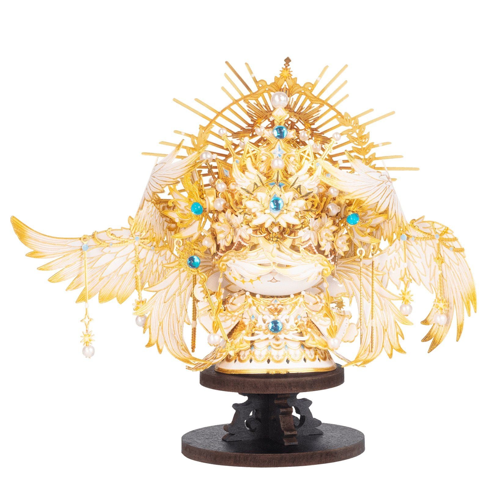  Mô Hình Kim Loại Lắp Ráp 3D MU Mèo Thiên Thần (85 mảnh, Đế Gỗ, Angel Kitty) YM-N146-X – MP1312 