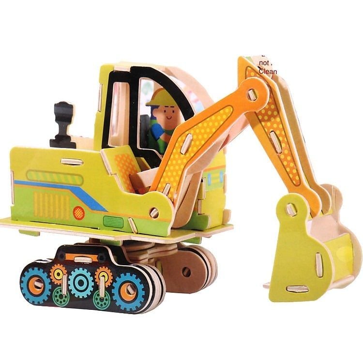  Đồ Chơi Xếp Hình 3D Bằng Gỗ Chủ Đề Xe Công Trình Và Máy Bay - Gỗ Ép Đã Sơn Màu Đẹp - WP269 
