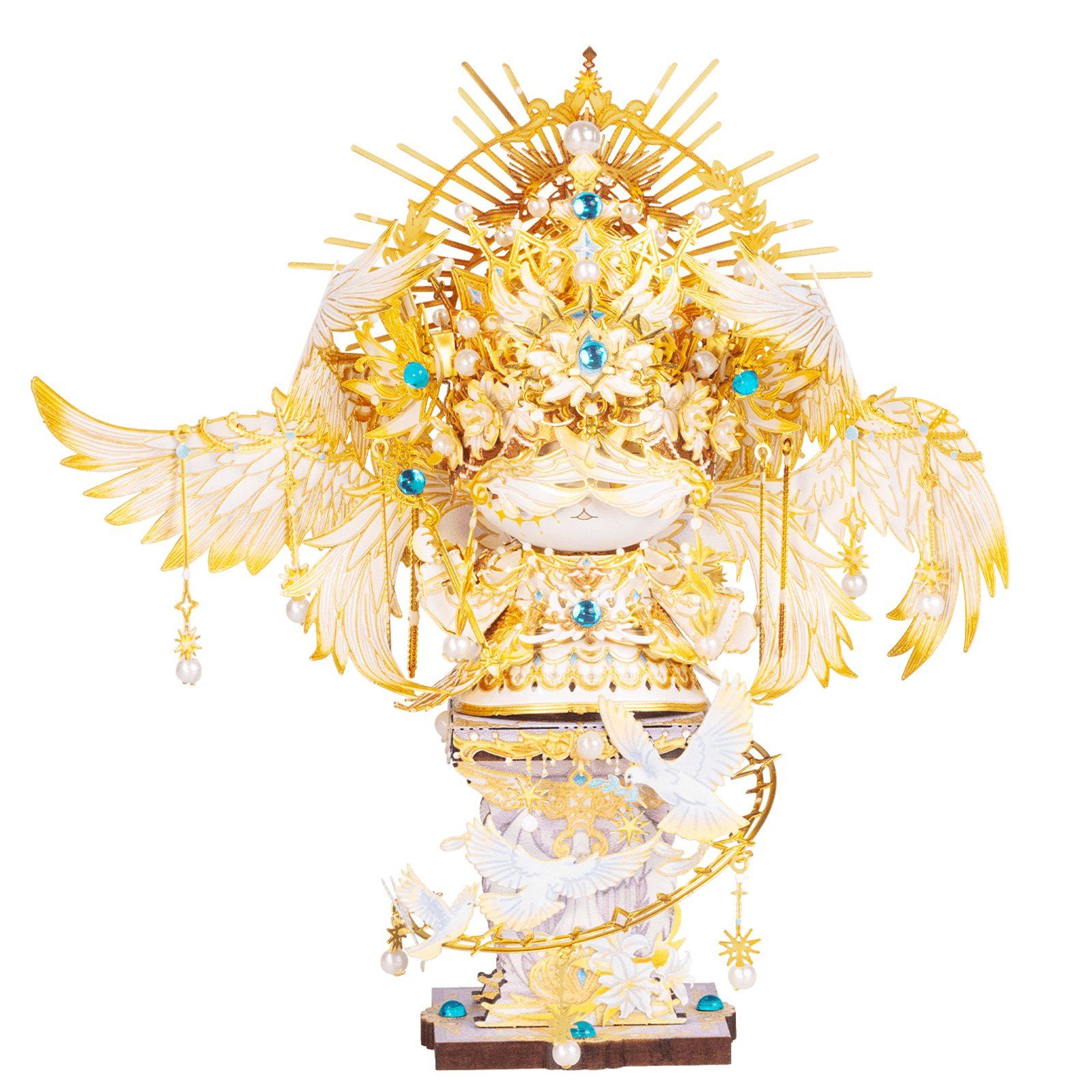  Mô Hình Kim Loại Lắp Ráp 3D MU Mèo Thiên Thần (85 mảnh, Đế Gỗ, Angel Kitty) YM-N146-X – MP1312 